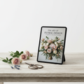 Tablet mockup of printable flower arranging guide